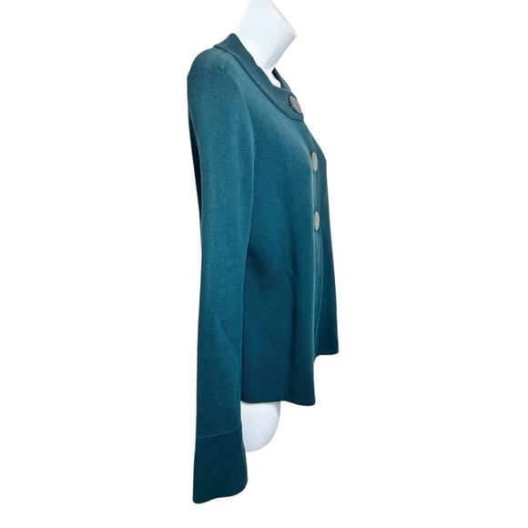 Talbots Teal Cardigan Sweater Size Small Big Button Front Long-Sleeve - Picture 4 of 6